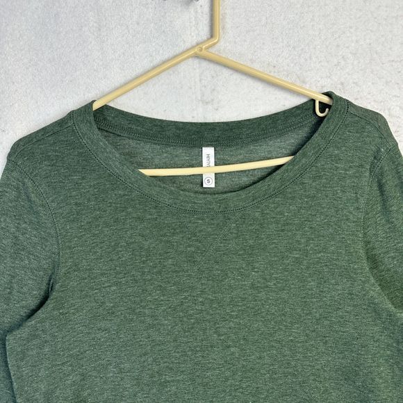 Hiyiyezi Sweatshirt Women Green Small Long Sleeve Crew Neck Pullover Curved Hem - Picture 2 of 8